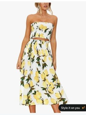 Lemon Print Skirt and Top Set